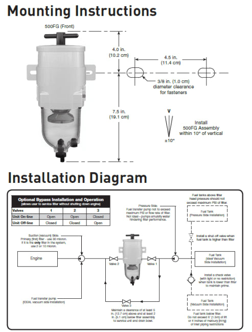 Fuel Filter Water Separator - RAC-500FG-10